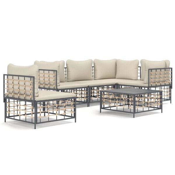 vidaXL Garden Lounge Set Anthracite Poly rattan Medium Seats Many