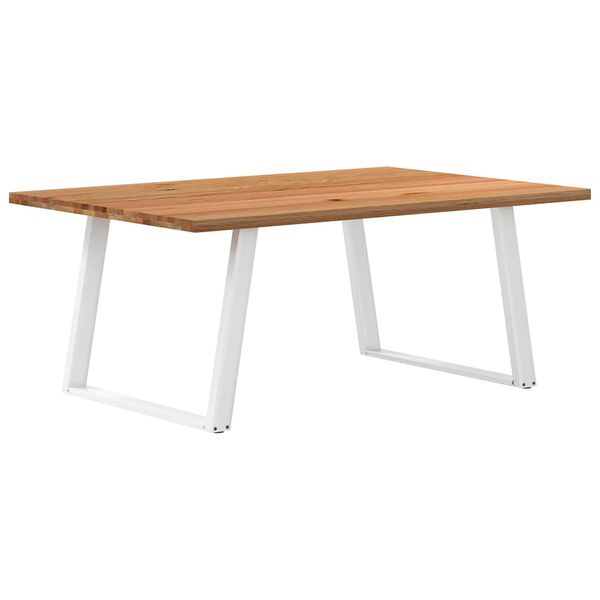 vidaXL Dining Table Light Brown, White Solid Oak Wood, Powder-Coated Steel