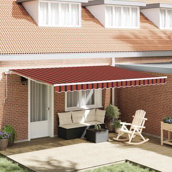 vidaXL Retractable Awning Manual Orange and Brown 177.17 x 118.11 in