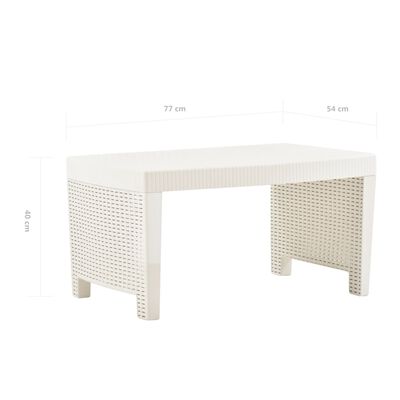 vidaXL 3 Piece Patio Lounge Set Plastic White