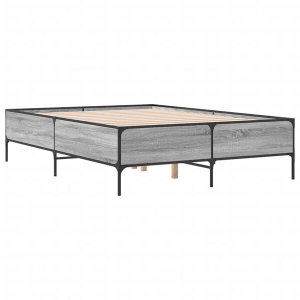vidaXL Bed Frame Grey Sonoma Engineered Wood 63x79 in Durable