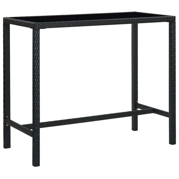 vidaXL Garden Bar Set Black PE rattan, powder-coated steel, tempered glass