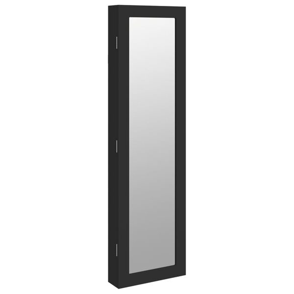 vidaXL Mirror Jewelry Cabinet Wall Mounted Black 11.8" x 3.3" x 41.7"
