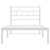 vidaXL Metal Bed Frame White Powder-Coated Steel Twin Metal Bed Frame