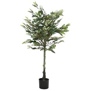 vidaXL Artificial Ficus Tree Green Polyethylene, Fiber 51.2 in tall