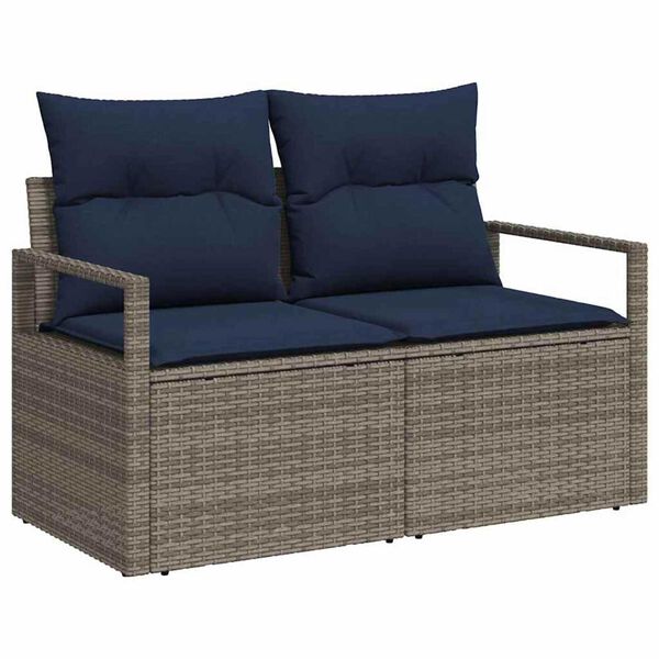 vidaXL Garden Sofa with Cushion 47.24 x 24.41 x 27.17 in Poly Rattan
