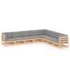 vidaXL Wooden Lounge Set Natural Pine, Grey Cushions