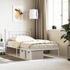 vidaXL Bed Frame White Powder-Coated Steel Twin Bed Frame Rectangular