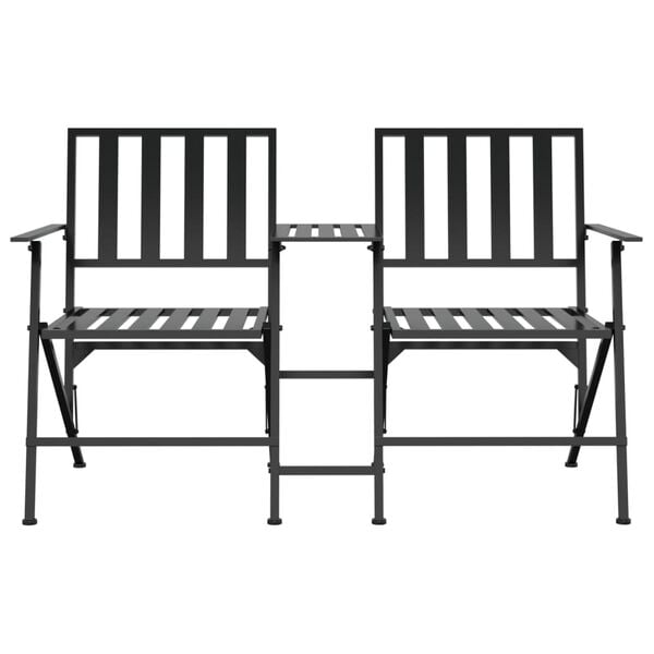 vidaXL Garden Bench Black Steel 53.9 in Foldable Garden Bench