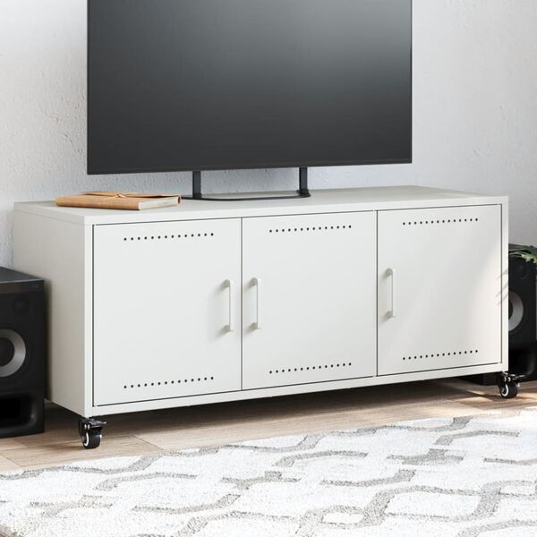 vidaXL TV Cabinet White Cold-rolled Steel Medium TV Cabinet