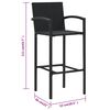 vidaXL Bar Stool Set of 4 Black Poly Rattan Standard Footrest