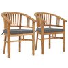 vidaXL Outdoor Chair Set of 2 Dark grey cushion Fine sanded teak hardwood