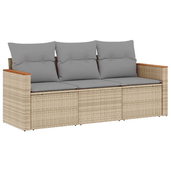 vidaXL Garden Sofa Set Mix Beige PE Rattan 3-seater Modular
