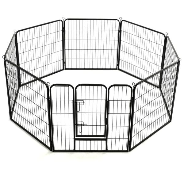 vidaXL Dog Playpen Black Powder-coated steel 31.5x31.5 in per panel