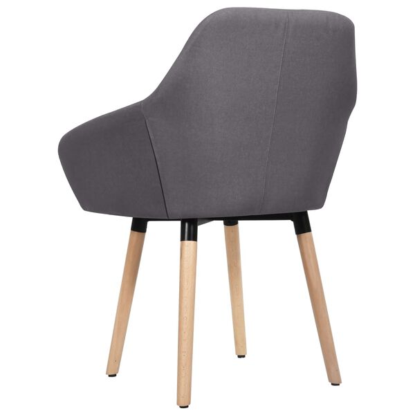 vidaXL Dining Chair Set of 2 Dark Grey Polyester and Solid Wood Standard
