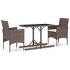 vidaXL Dining Set Brown, Cream White Poly rattan, Powder-Coated Steel, Glass