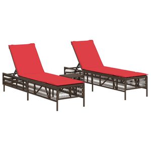 vidaXL Patio Sun Lounger Brown PE rattan 78 x 21.7 x 37.8 in