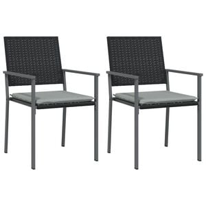 vidaXL Garden Chair Set of 2 Black, Light Grey PE rattan