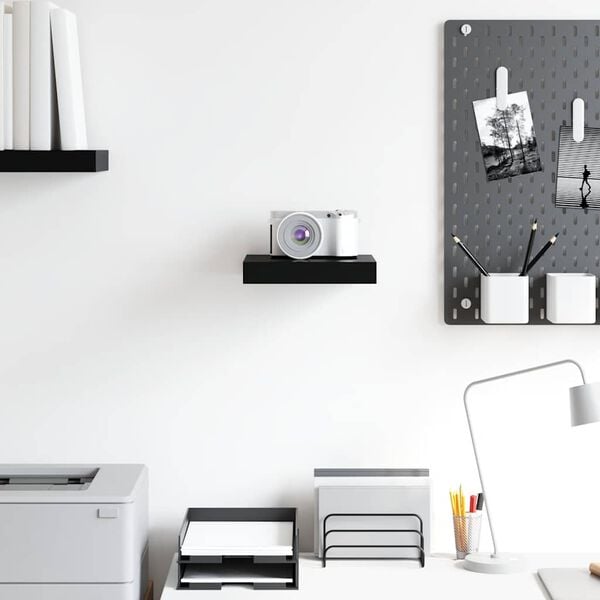 vidaXL Wall Shelf High gloss black Honeycomb MDF, metal Small