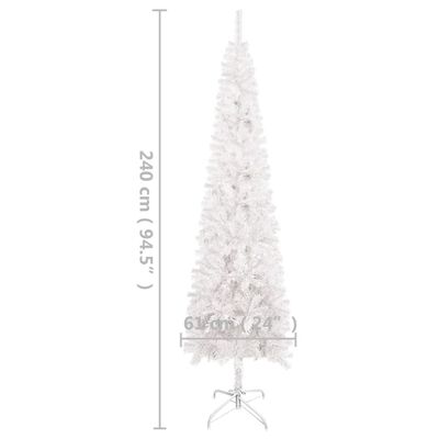 vidaXL Slim Pre-lit Christmas Tree White 94.5"