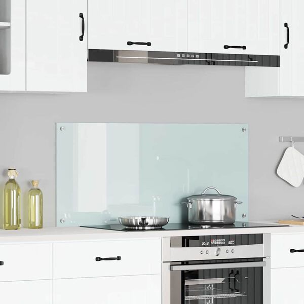 vidaXL Kitchen Backsplash White 43.31 x 19.69 x 0.24 in Tempered Glass