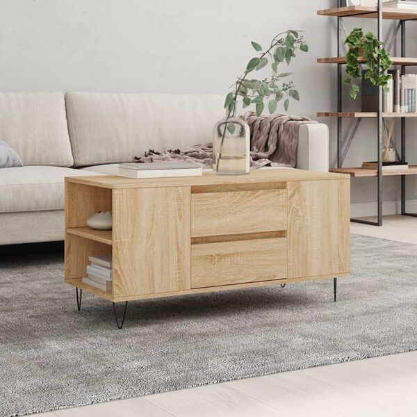 vidaXL Coffee Table Sonoma oak Engineered wood, metal Medium