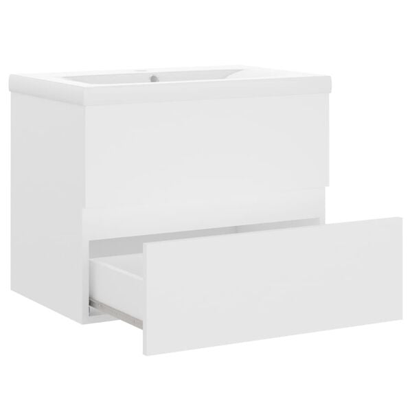 vidaXL Sink Cabinet With Basin White Engineered Wood, Ceramic Standard