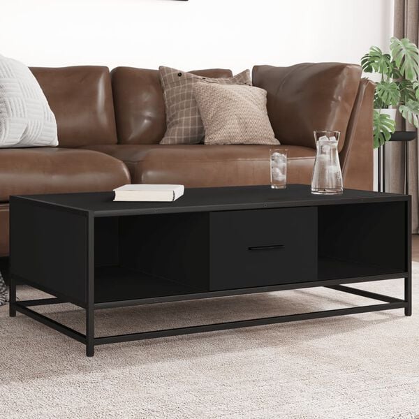 vidaXL Coffee Table Black Engineered wood 39.4x22.4x13.8 in Coffee Table