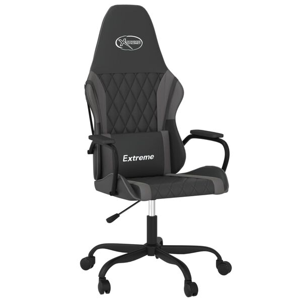 vidaXL Gaming Chair Black and Gray Faux Leather