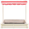 vidaXL Sandbox White and Red Fir wood, Polyester Medium