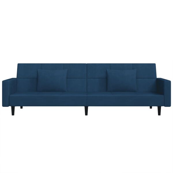 vidaXL Sofa Bed Blue Velvet, Foam, Wood, Plastic Standard