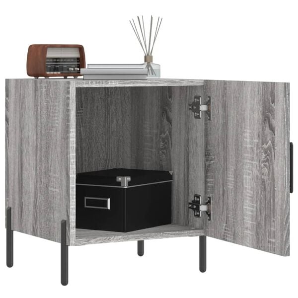 vidaXL Bedside Cabinet Gray sonoma Engineered wood, Iron Medium Storage