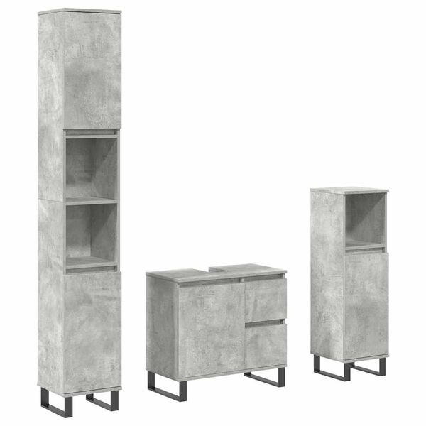 vidaXL Bathroom Furniture Set Concrete Grey Engineered Wood, Iron