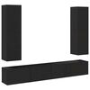 vidaXL TV Cabinet Set of 4 Black Engineered wood Large TV Cabinet