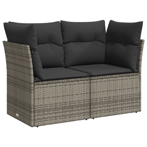 vidaXL Garden Sofa Set Grey PE Rattan Medium Modular Garden Sofa Set