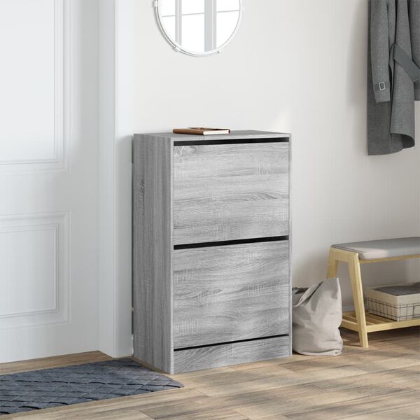 vidaXL Shoe Cabinet Grey Sonoma Engineered Wood Compact Shoe Cabinet
