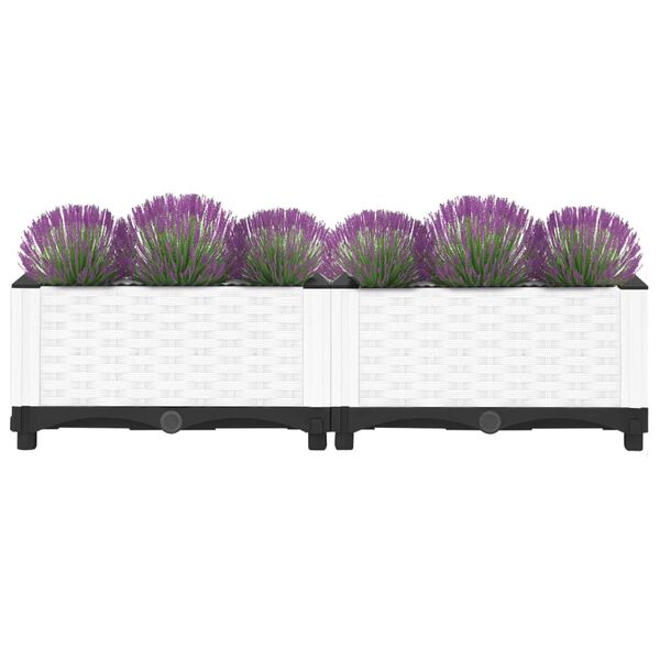 vidaXL Raised Bed White Polypropylene Medium Raised Bed Rectangular