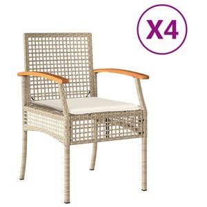 vidaXL Garden Chair Set of 4 Beige, Brown, Cream White