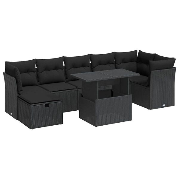 vidaXL Garden Sofa Set Black