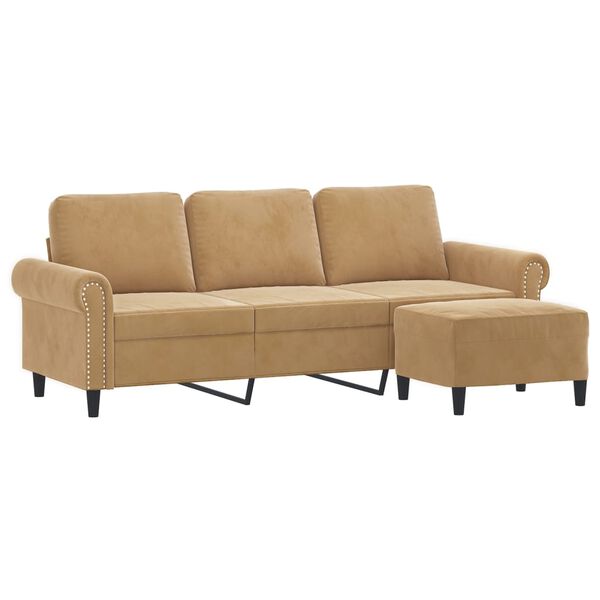 vidaXL 3-Seater Sofa With Footstool Brown