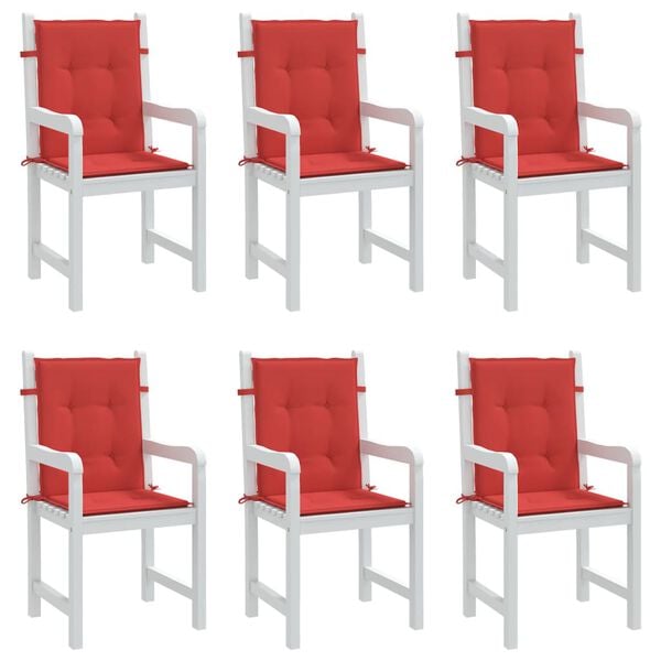 vidaXL Lowback Chair Cushion Set of 6 Red Oxford fabric (100% polyester)