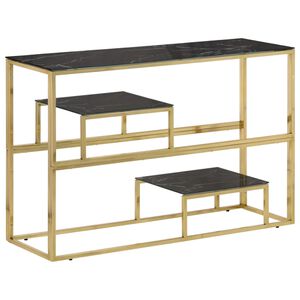 vidaXL Console Table Gold Stainless Steel and Tempered Glass