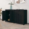 vidaXL Sideboard Set of 2 Black Solid pine wood Medium Sideboard