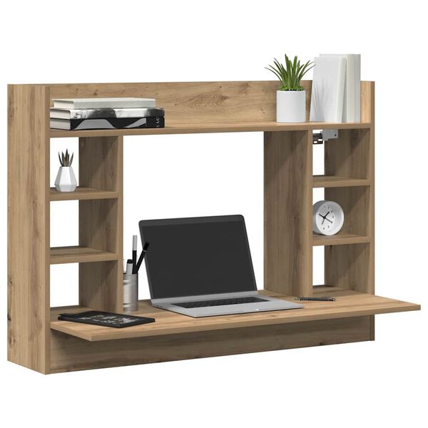vidaXL Wall-Mounted Desk artisan oak 105 x 48 x 75 cm Engineered wood