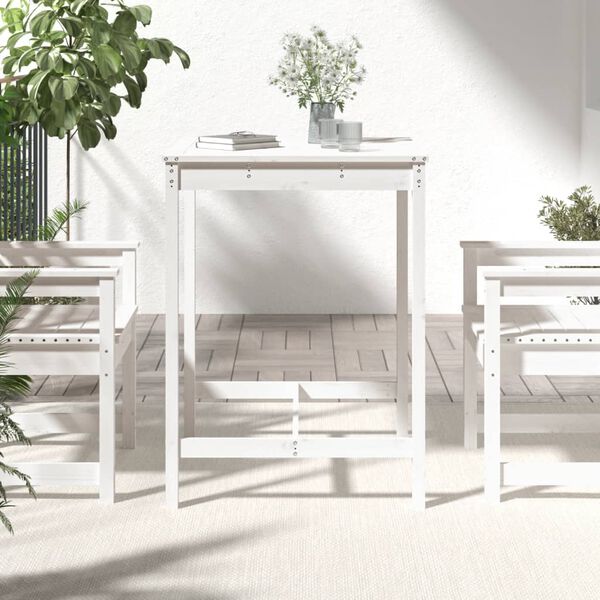 vidaXL Garden Table White Solid Pine wood Medium Durable Garden Table