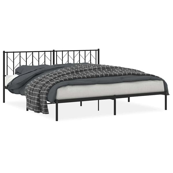 vidaXL Bed Frame Black Powder-Coated Steel Double Size Bed Frame