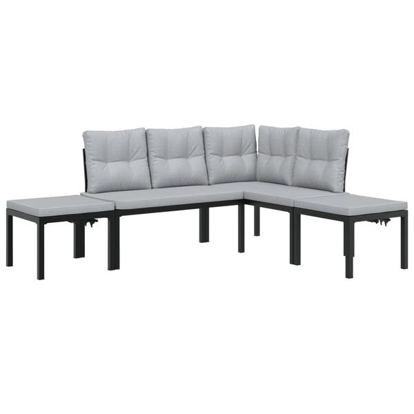 vidaXL Garden Sofa Set Black and Light Grey
