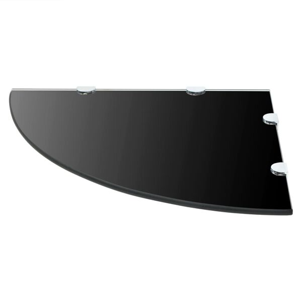 vidaXL Corner Shelf Set of 2 Black Tempered glass 17.7 x 17.7 in