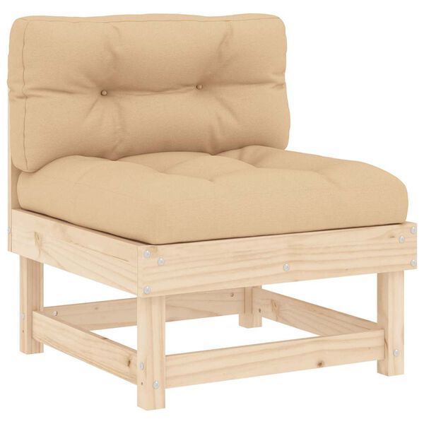 vidaXL Middle Sofa Beige, Natural Wood