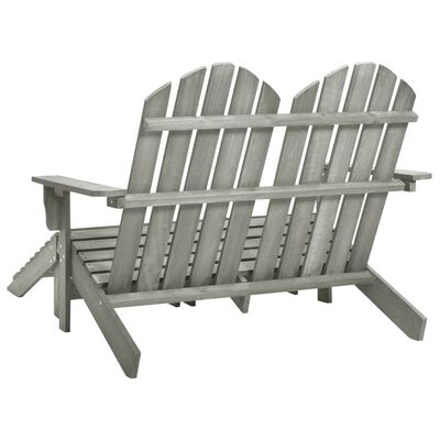 vidaXL 2-Seater Patio Adirondack Chair&Ottoman Fir Wood Gray